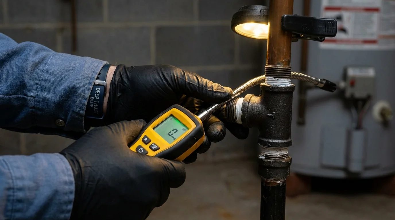 Gas leak detection with electronic sniffer by Johns Plumbing LLC in Frenchville
