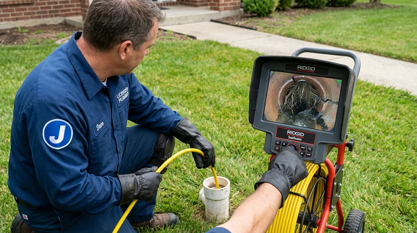 Sewer camera inspection being performed by Johns Plumbing LLC in Frenchville