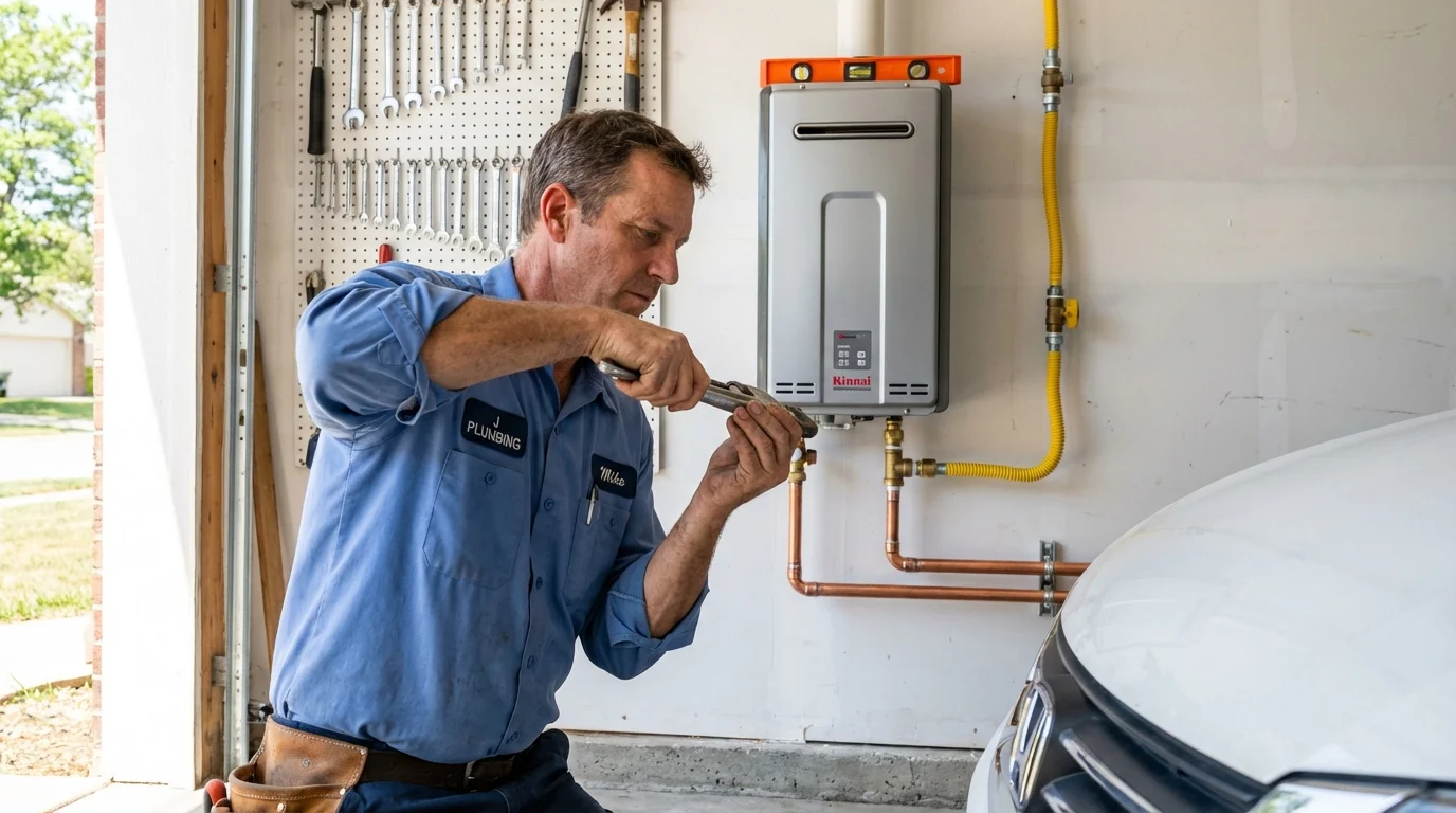 Tankless water heater installation by a Johns Plumbing LLC plumber in Frenchville